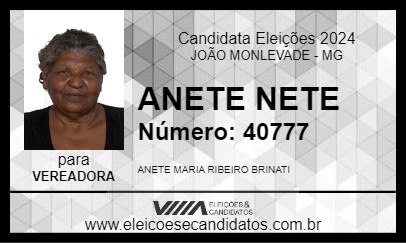 Candidato ANETE NETE 2024 - JOÃO MONLEVADE - Eleições