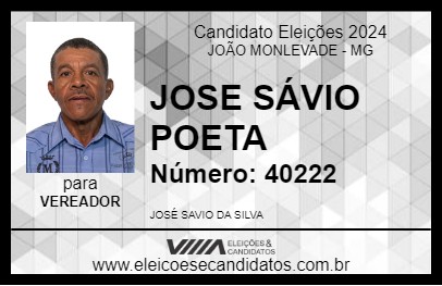 Candidato JOSE SÁVIO POETA 2024 - JOÃO MONLEVADE - Eleições