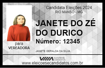 Candidato JANETE DO ZÉ DO DURICO 2024 - RIO MANSO - Eleições