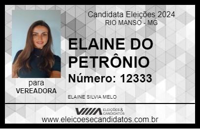 Candidato ELAINE DO PETRÔNIO 2024 - RIO MANSO - Eleições