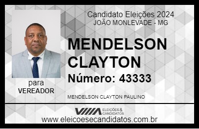 Candidato MENDELSON CLAYTON 2024 - JOÃO MONLEVADE - Eleições