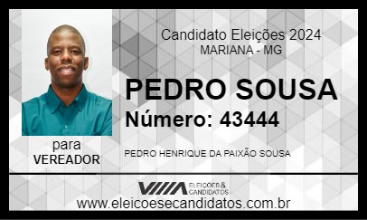 Candidato PEDRO SOUSA 2024 - MARIANA - Eleições