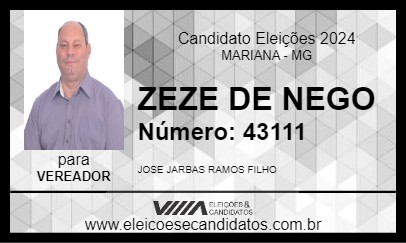 Candidato ZEZE DE NEGO 2024 - MARIANA - Eleições