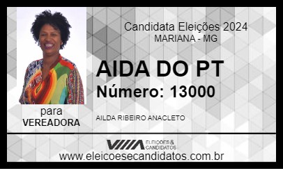 Candidato AIDA DO PT 2024 - MARIANA - Eleições