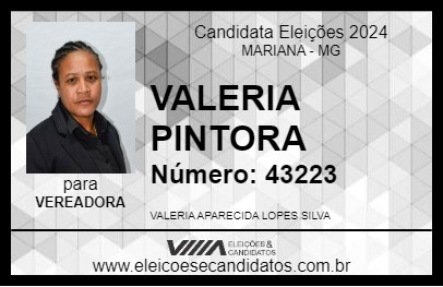 Candidato VALERIA PINTORA 2024 - MARIANA - Eleições