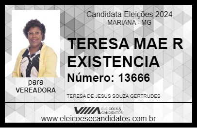 Candidato TERESA MAE R EXISTENCIA 2024 - MARIANA - Eleições