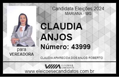 Candidato CLAUDIA ANJOS 2024 - MARIANA - Eleições