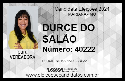 Candidato DURCE DO SALÃO 2024 - MARIANA - Eleições