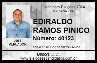 Candidato EDIRALDO RAMOS PINICO 2024 - MARIANA - Eleições