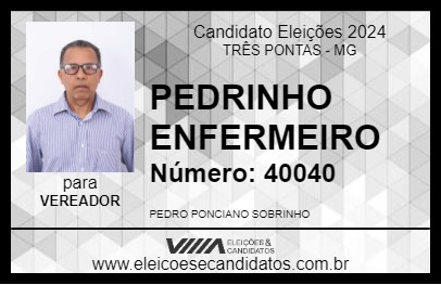 Candidato PEDRINHO ENFERMEIRO 2024 - TRÊS PONTAS - Eleições