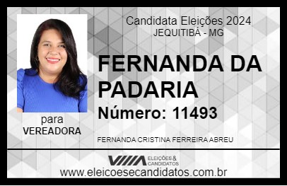 Candidato FERNANDA DA PADARIA 2024 - JEQUITIBÁ - Eleições