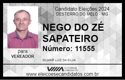 Candidato NEGO DO ZÉ SAPATEIRO 2024 - DESTERRO DO MELO - Eleições