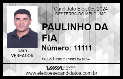 Candidato PAULINHO DA FIA 2024 - DESTERRO DO MELO - Eleições