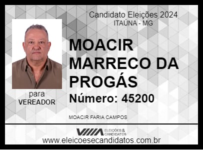 Candidato MOACIR MARRECO DA PROGÁS 2024 - ITAÚNA - Eleições