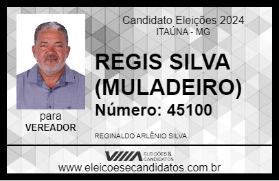 Candidato REGIS SILVA (MULADEIRO) 2024 - ITAÚNA - Eleições