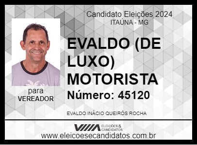 Candidato EVALDO (DE LUXO) MOTORISTA 2024 - ITAÚNA - Eleições