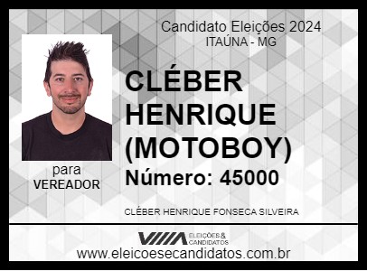 Candidato CLÉBER HENRIQUE (MOTOBOY) 2024 - ITAÚNA - Eleições