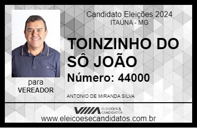 Candidato TOINZINHO DO SÔ JOÃO 2024 - ITAÚNA - Eleições