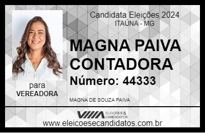 Candidato MAGNA PAIVA CONTADORA 2024 - ITAÚNA - Eleições