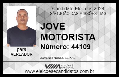 Candidato JOVE MOTORISTA 2024 - SÃO JOÃO DAS MISSÕES - Eleições