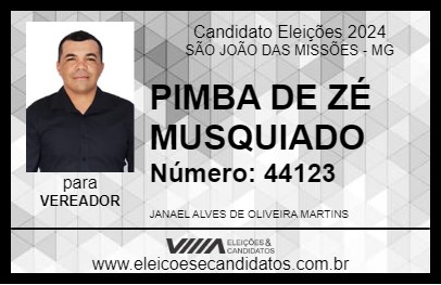 Candidato PIMBA DE ZÉ MUSQUIADO 2024 - SÃO JOÃO DAS MISSÕES - Eleições