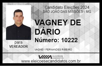 Candidato VAGNEY DE DÁRIO 2024 - SÃO JOÃO DAS MISSÕES - Eleições