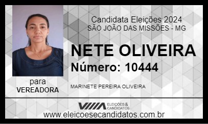 Candidato NETE OLIVEIRA 2024 - SÃO JOÃO DAS MISSÕES - Eleições