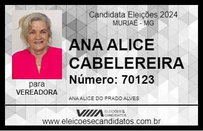 Candidato ANA ALICE CABELEIREIRA 2024 - MURIAÉ - Eleições