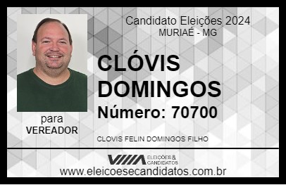 Candidato CLÓVIS DOMINGOS 2024 - MURIAÉ - Eleições