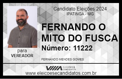 Candidato FERNANDO O MITO DO FUSCA 2024 - IPATINGA - Eleições