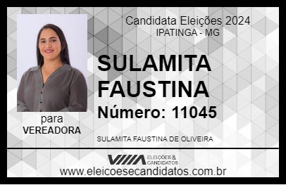 Candidato SULAMITA FAUSTINA 2024 - IPATINGA - Eleições