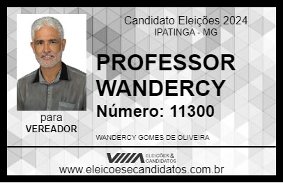 Candidato PROFESSOR WANDERCY 2024 - IPATINGA - Eleições