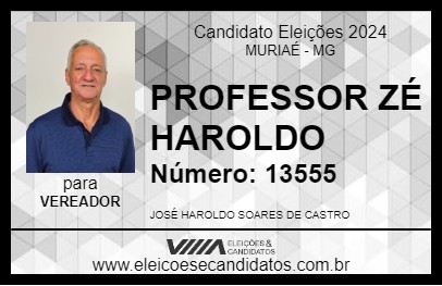 Candidato PROFESSOR ZÉ HAROLDO 2024 - MURIAÉ - Eleições