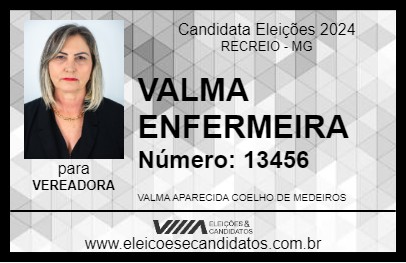 Candidato VALMA ENFERMEIRA 2024 - RECREIO - Eleições