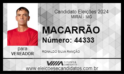 Candidato MACARRÃO 2024 - MIRAÍ - Eleições