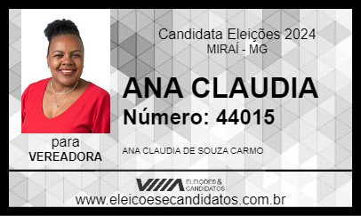 Candidato ANA CLAUDIA 2024 - MIRAÍ - Eleições