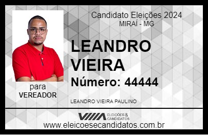 Candidato LEANDRO VIEIRA 2024 - MIRAÍ - Eleições