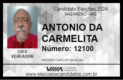 Candidato ANTONIO DA CARMELITA 2024 - NAZARENO - Eleições