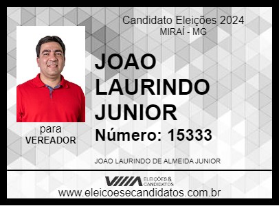 Candidato JOAO LAURINDO JUNIOR 2024 - MIRAÍ - Eleições