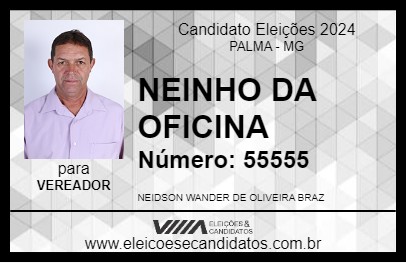 Candidato NEINHO DA OFICINA 2024 - PALMA - Eleições