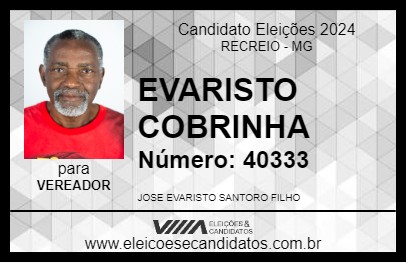 Candidato EVARISTO COBRINHA 2024 - RECREIO - Eleições