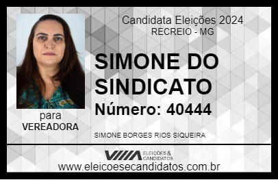 Candidato SIMONE DO SINDICATO 2024 - RECREIO - Eleições