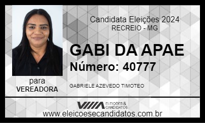 Candidato GABI DA COHAB 1 2024 - RECREIO - Eleições