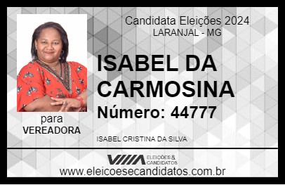 Candidato ISABEL DA CARMOSINA 2024 - LARANJAL - Eleições