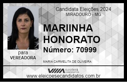 Candidato MARIINHA HONORATO 2024 - MIRADOURO - Eleições