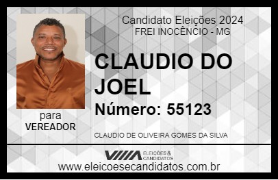 Candidato CLAUDIO DO JOEL 2024 - FREI INOCÊNCIO - Eleições