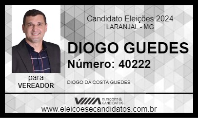 Candidato DIOGO GUEDES 2024 - LARANJAL - Eleições