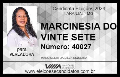 Candidato MARCINESIA DO VINTE SETE 2024 - LARANJAL - Eleições