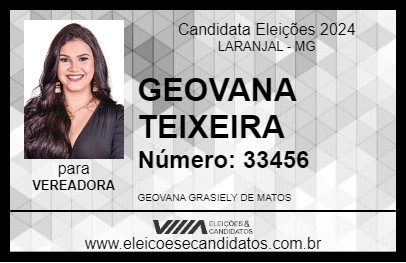 Candidato GEOVANA TEIXEIRA 2024 - LARANJAL - Eleições