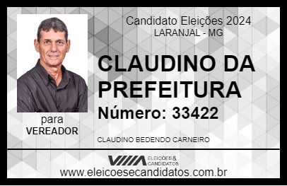 Candidato CLAUDINO CARNEIRO 2024 - LARANJAL - Eleições